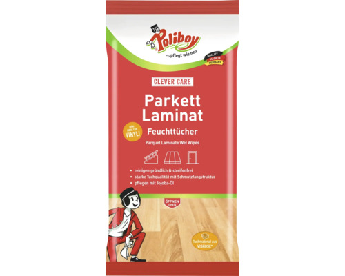 Lingettes humides Poliboy pour parquet et stratifié pour un nettoyage en profondeur et l'entretien des parquets sols stratifiés et vinyles