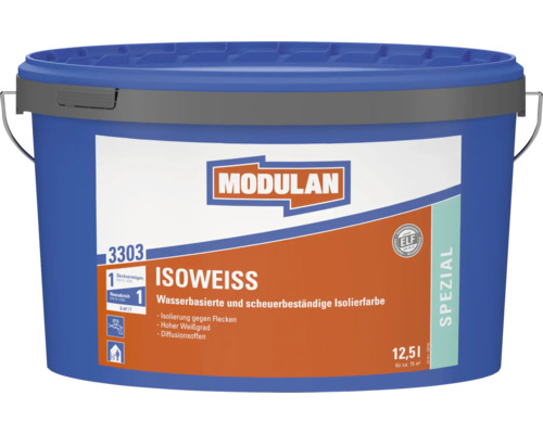 Peinture isolante Modulan Isoweiss seau de 12.5 litres pour isolation des taches à base d eau avec haut degré de blancheur