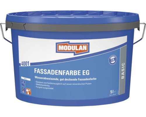 Peinture de façade Modulan EG Basic, seau de 5 litres, peinture de façade hydrofuge et résistante aux intempéries pour supports minéraux