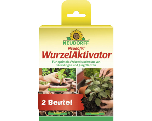 Activateur de racines Neudorff Neudofix pour une croissance optimale des racines de boutures et jeunes plantes, paquet de deux sachets.