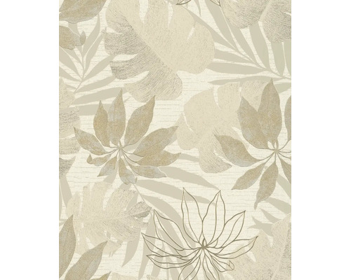Papier peint avec motif de feuilles tropicales et texture subtile