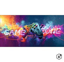 Ein Game Controller vor einem abstrakten Hintergrund mit der Aufschrift Game Zone. (Image AI modified or generated)