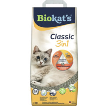 Litière agglomérante pour chats Biokat's Classic 3in1 en paquet de 10 litres avec formule hygiénique pour le contrôle des odeurs et agglomérats.