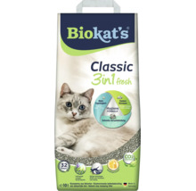Litière pour chat Biokats Classic 3in1 fresh en argile naturelle agglomérante avec parfum printanier, paquet de 10 litres.