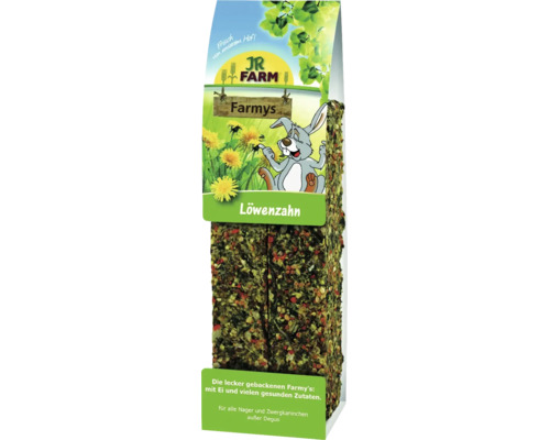 JR Farm Farmys Löwenzahn Snack für Nager und Zwergkaninchen in einer Verpackung