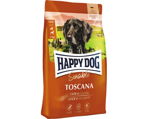 Happy Dog Sensible Toscana Hundefutter mit Ente und Lachs 11 kg Packung