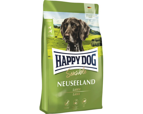 Sac de nourriture pour chiens Happy Dog Sensible Neuseeland à l agneau 11 kilogrammes