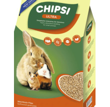 Litière en bois tendre CHIPSI Ultra pour petits animaux, absorbante et anti-odeurs, paquet de granulés de bois.
