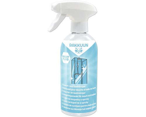 Nettoyant pour douche et salle de bains Rakkuun en flacon pulvérisateur pour le nettoyage des cabines de douche et salles de bains.