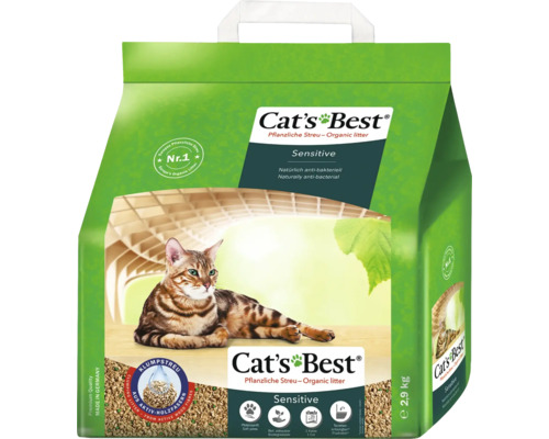 Litiere vegetale pour chats Cats Best Sensitive a base de fibres de bois actives pour chats sensibles 2,9 kilogrammes