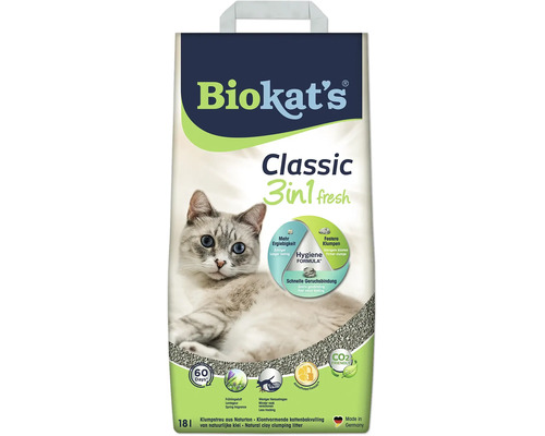 Biokat s Classic 3in1 fresh litière pour chat en argile naturelle avec parfum de printemps 18 litres