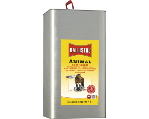 Huile de soin pour animaux Ballistol Animal en bidon métallique de 5 litres pour le soin de la peau et du pelage.