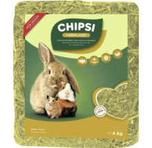 Litière en paille naturelle CHIPSI FARMLAND pour petits animaux, paquet de 4 kilogrammes, dépoussiérée, absorbante et hygiénique.