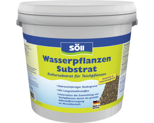 Substrat pour plantes aquatiques Söll dans un seau de 12 kilogrammes pour la fertilisation des plantes de bassin.