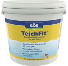 Produit d entretien de bassin Söll TeichFit pour stabiliser les valeurs de l eau pour 50.000 litres d eau de bassin en seau.