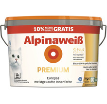 Alpinaweiss Premium Innenfarbe 11 Liter mit 10 Prozent mehr Inhalt fuer einen deckenden Anstrich