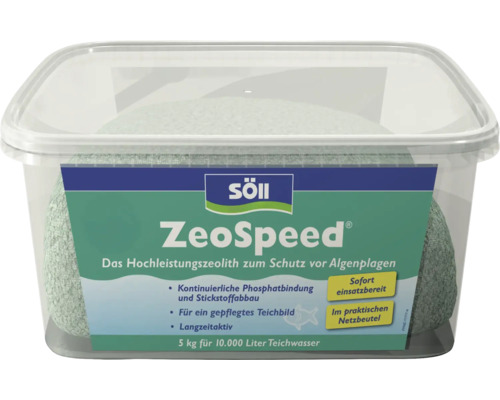 Söll ZeoSpeed zéolithe haute performance pour le contrôle des algues dans le bassin, 5 kilogrammes en filet pour 10.000 litres d’eau.