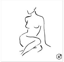 Dessin au trait stylisé d'un corps féminin en décoration murale minimaliste. (Image AI modified or generated)