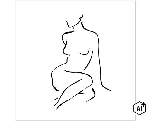 Stilisierte Linienzeichnung eines weiblichen Körpers als minimalistische Wanddekoration. (Image AI modified or generated)
