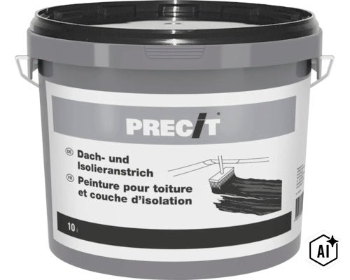 Precit Dach- und Isolieranstrich in einem 10 Liter Eimer für den Schutz von Dachflächen (Image AI modified or generated)