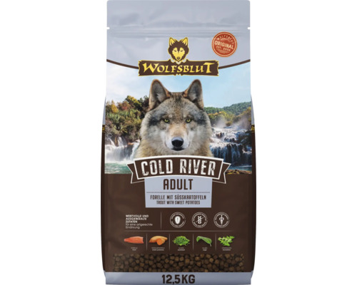 Wolfsblut Cold River Adult Hundefutter Forelle mit Süßkartoffeln 12,5 Kilogramm Trockenfutterbeutel