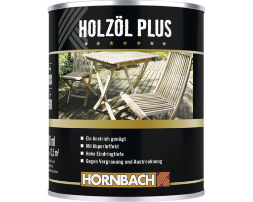 Pot de huile pour bois Hornbach Plus pour meubles de jardin avec effet perlant et protection contre le grisaillement