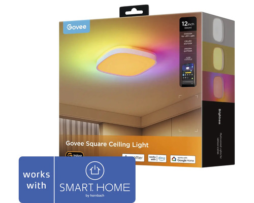 Plafonnier LED carré Govee compatible Smart Home dans emballage produit
