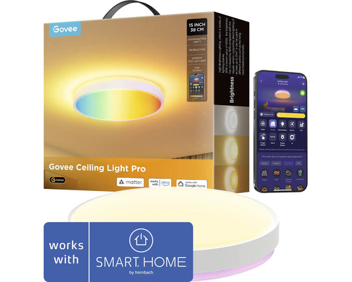 Plafonnier LED Govee Ceiling Light Pro avec commande domotique et fonction application de forme ronde.