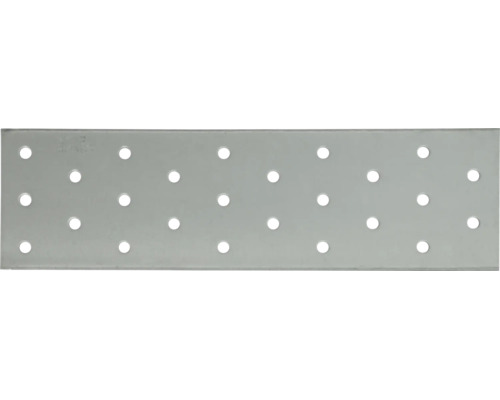 Plaque perforée rectangulaire en métal avec de multiples trous pour les assemblages de bois.