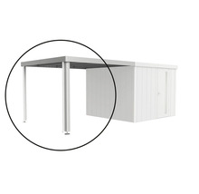 Abri de jardin en métal avec carport latéral intégré en métal pour couvrir les véhicules.