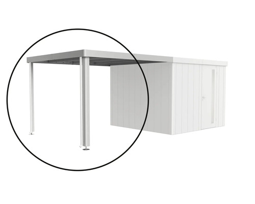 Abri de jardin en métal avec carport latéral intégré en métal pour couvrir les véhicules.