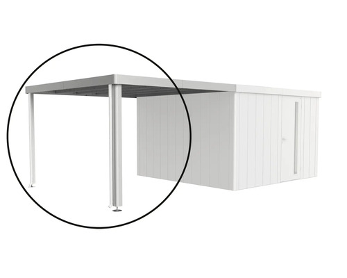 Abri voiture latéral pour abri de jardin en métal avec poteaux et débord de toit