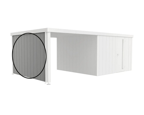 Wandelement als Seitenteil fuer ein Gartenhaus oder einen Carport mit integriertem Lagerraum