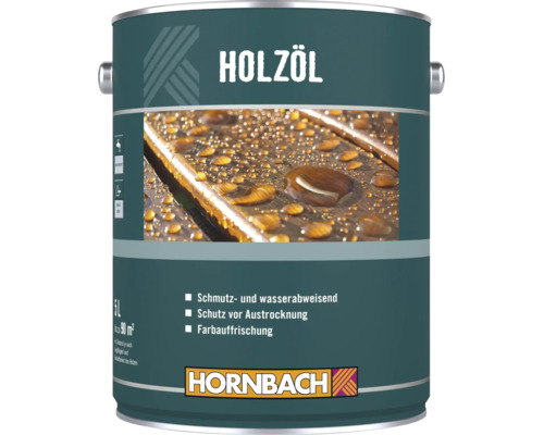 Huile pour bois Hornbach bidon de 5 litres pour la protection et l entretien des surfaces en bois hydrofuge et anti salissures logo Hornbach