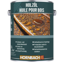 Un bidon d huile pour bois Hornbach de 2,5 litres pour la protection des surfaces en bois contre la saleté, l eau et le dessèchement.