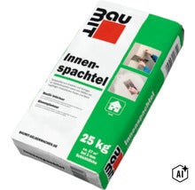 Sac de mastic intérieur Baumit 25 kilogrammes pour utilisation en intérieur sur plaques de plâtre et surfaces minérales (Image AI modified or generated)