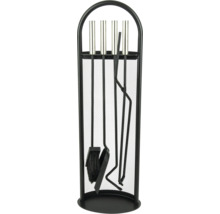 Kaminbesteck Set inklusive Ständer mit Besen, Schaufel, Schürhaken und Zange aus Metall für den Kamin