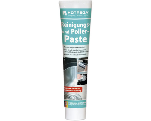 Hotrega Reinigungs und Polierpaste Tube zur Reinigung und Pflege von Metallen und Kunststoffen