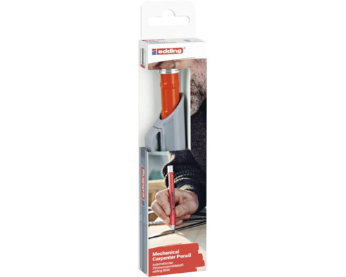 Crayon de charpentier mécanique Edding 8890 sous blister avec support pour un marquage précis sur le bois et autres surfaces