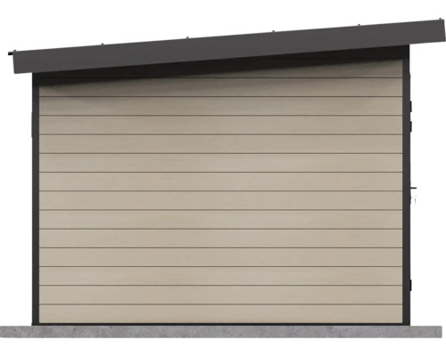 Abri de jardin avec toit en pente et façade en bois au design moderne