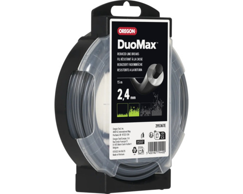 Fil de coupe Oregon DuoMax pour coupe-bordures, 2,4 millimètres de diamètre et 15 mètres de longueur, en emballage distributeur pratique.