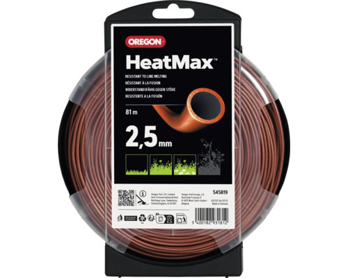 Fil de coupe Oregon HeatMax pour débroussailleuse, diamètre 2,5 millimètres, bobine de 81 mètres, résistant à la chaleur et à la fusion