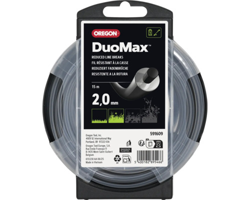 Oregon DuoMax Mähfaden für Rasentrimmer, Durchmesser 2,0 Millimeter, Länge 15 Meter, in Kunststoffverpackung