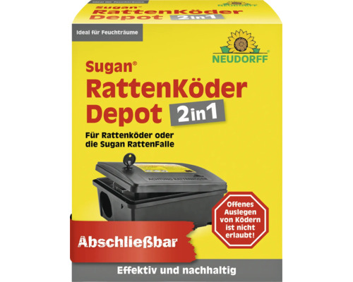 Neudorff Sugan Rattenköder Depot 2in1 abschließbare Köderbox für Feuchträume zur sicheren Ausbringung von Rattenköder oder Rattenfalle.