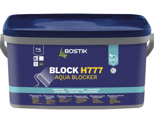 Membrane étanche Bostik Block H777 Aqua Blocker en seau de 6 kilogrammes pour usages multiples