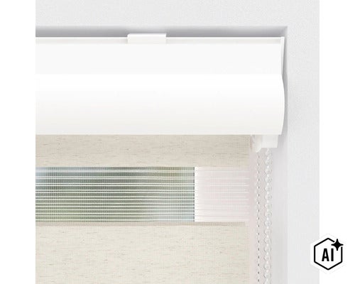 Doppelrollo mit Kassette und Kettenzug zur flexiblen Lichtregulierung am Fenster (Image AI modified or generated)