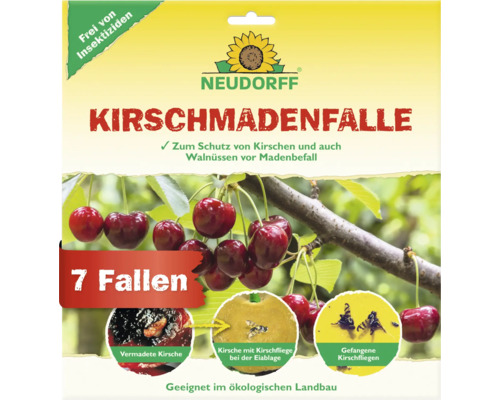 Neudorff Kirschmadenfalle zur Bekämpfung von Kirschfruchtfliegen, 7 Fallen, Insektizidfrei und geeignet für den ökologischen Landbau.