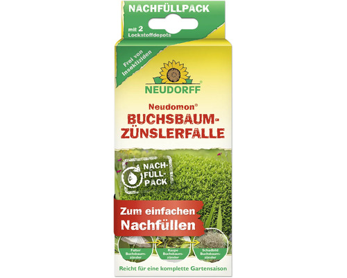Recharge pour piège à pyrale du buis Neudorff Neudomon avec deux dépôts attractifs sans insecticide pour lutter contre la pyrale du buis
