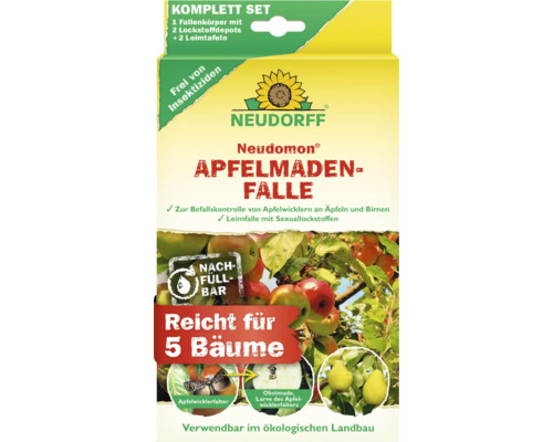Neudorff Neudomon Apfelmadenfalle Komplettset zur Befallskontrolle von Apfelwicklern an Apfel- und Birnbäumen ohne Insektizide.