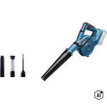Souffleur sans fil Bosch Professional GBL 18V 120 avec accessoires pour le nettoyage et le dépoussiérage. (Image AI modified or generated)